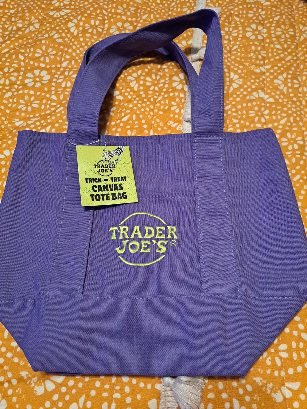 TRADER JOE's PURPLE CANVAS MINI TOTE BAG